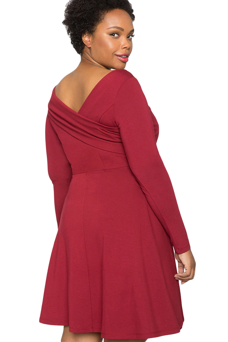 Sexy Red Cross Shoulder Fit and Flare Curvy Dress – SEXY AFFORDABLE CLOTHING