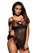 Sexy Red Floral Lace Mesh Chemise with G-string