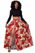 Sexy Red Floral Printed High Split Maxi Skirt