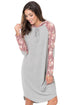 Sexy Red Floral Sleeve Shift Hoodie Dress