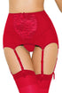 Sexy Red High-waisted Lace Hollow-out Garter Belt