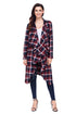 Sexy Red Hipster Plaid Draped Open Front Cardigan
