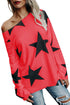 Sexy Red Long Sleeve Star Bright T-shirt