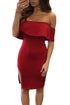 Sexy Red Off Shoulder Ruffle Top Slit Side Dress