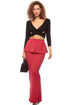 Sexy Red Peplum Maxi Skirt