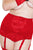 Sexy Red Plus Size High-waisted Lace Hollow-out Garter Belt