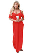 Sexy Red Sassy Open Shoulder Maxi Dress