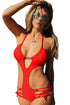Sexy Red Strappy Crisscross Cut out Monokini