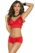 Sexy Red Stretch Lace Bralette Lingerie Set