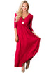 Sexy Red Surplice Neck High Waist Pleated Pocket Maxi Dress