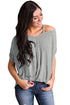 Sexy Relaxing Fit Cold Shoulder Knotted Top in Gray