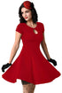 Sexy Retro Red Short Sleeve Keyhole Flare Dress