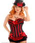 Sexy Ribbon Bow Ruffle Accent Black Striped Corset