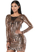 Sexy Rose Black Open Back Long Sleeve Sequin Dress
