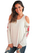 Sexy Rose Embroidered Long Sleeve White Cold Shoulder Top