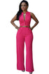 Sexy Rosy Belted Wide Leg Jumpsuit