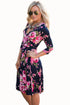 Sexy Rosy Blossom Print Navy Wrap Floral Dress