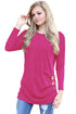 Sexy Rosy Buttoned Side Long Sleeve Spring Autumn Womens Top