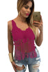Sexy Rosy Lacy Crochet Cropped Vest Top
