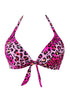 Sexy Rosy Leopard Print Retro Tie Front Bikini Top
