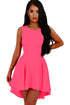 Sexy Rosy Pleated Hi-low Hem Sleeveless Skater Dress