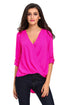 Sexy Rosy V Neck Ruffle Loose Fit Blouse Top