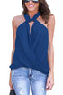 Sexy Royal Blue Athena Drape Wrapped Tank Top