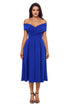 Sexy Royal Blue Crossed Off Shoulder Fit-and-flare Prom Dress