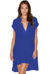 Sexy Royal Blue Oversize Shirt Style Beach Cover Up