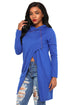 Sexy Royal Blue Split Front Zipped Hoodie