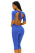 Sexy Royal Blue Tie Back Cropped Jumpsuit