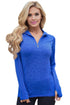 Sexy Royal Blue Zip up Long Sleeve Gym Yoga Top