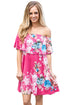 Sexy Ruffle Off Shoulder Rosy Floral Mini Dress
