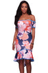 Sexy Samba Navy Blue Floral Multi-color Print High-low Dress