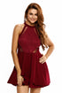 Sexy Scarlet Lace Nude Irregular Layered Skater Dress