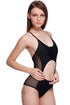 Sexy Semi-sheer Cut-out Black One-piece Swimsuit