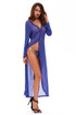 Sexy Sheer Long Sleeve High Low Robe with Thong
