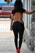 Sexy Short Sleeve Tight-fitting Jumpsuit with Back Cutout