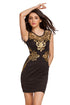 Sexy Sleeveless Foiled Applique Detail Black Shift Dress