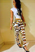Sexy Sleeveless White T-shirt Matching Print Pants