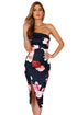 Sexy Sloping Shoulder Bodycon Floral Midi Dress