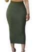 Sexy Solid Green High-waisted Bodycon Maxi Skirt