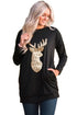 Sexy Sparkling Gold Sequin Reindeer Black Christmas Top