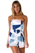 Sexy Strapless Color Block Shirr Back Sexy Romper