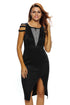 Sexy Strappy Cap Sleeves Jewel Accent Black Midi Dress