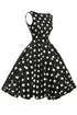 Sexy Stylish 50's Retro White Polka Dot Swing Dress in Black