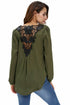 Sexy Stylish Army Green Crochet Back Wrap Front Blouse
