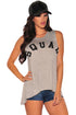 Sexy Stylish Letter Print Gray Tank Top