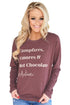 Sexy Stylish Letter Print Maroon Long Sleeve Top