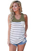 Sexy Stylish Striped Green Block Racerback Tank Top